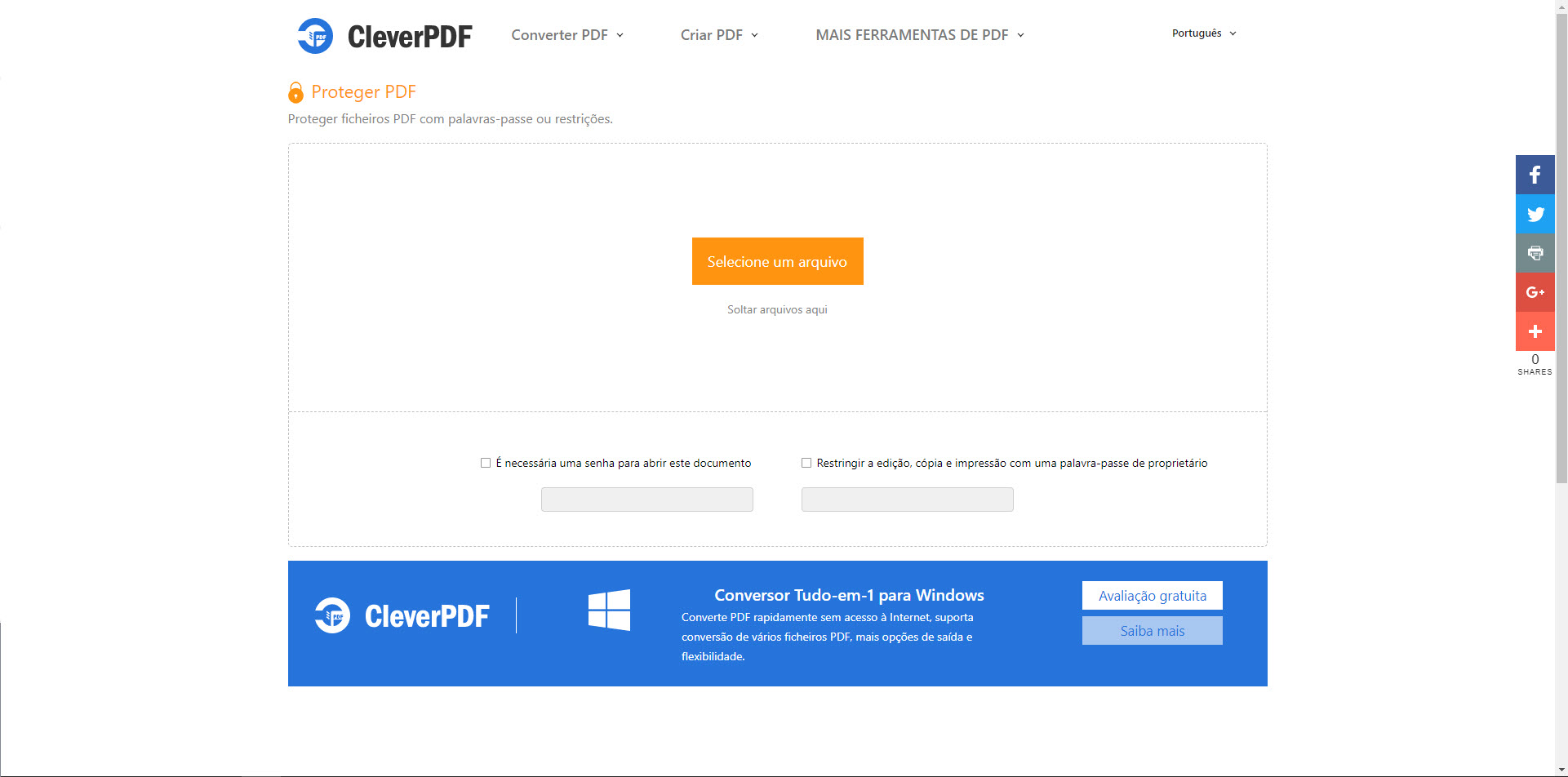 Proteger um PDF com uma palavra-passe online - 100% Grátis