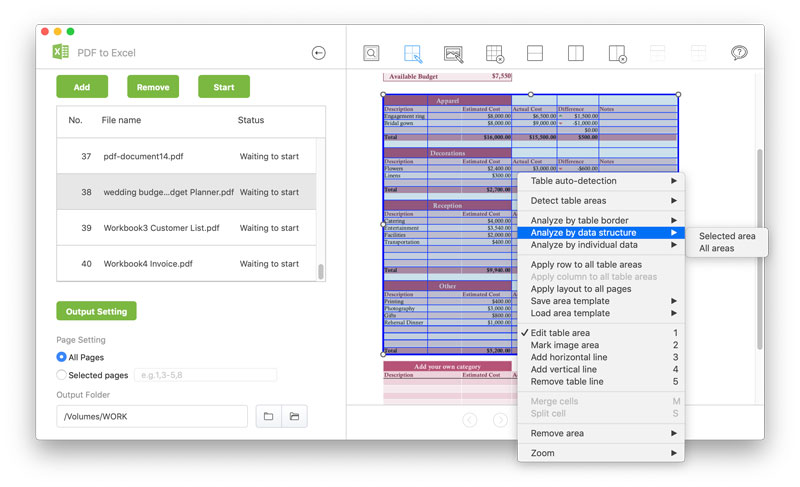 convert pdf to excel on mac