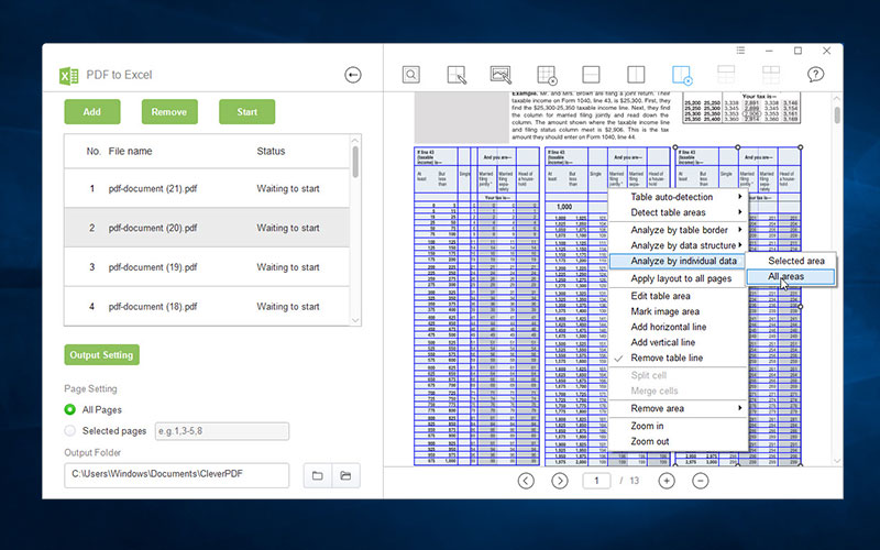 CleverPDF PDF to Excel